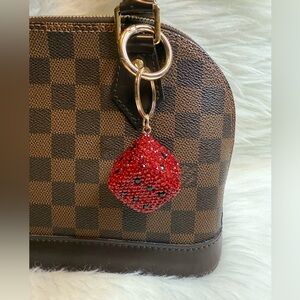 Bling Lucky Dice Bag Charm Keychain purse pendant Gift